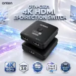 ONTEN OTN-CS21 4K@60Hz HDMI 2.0 Bi-Directional Switch, 1-to-2 / 2-to-1 HDMI Signal Selector with Physical Select Button for Compatible HDMI Devices