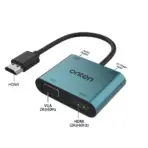 ONTEN HDMI to HDMI + VGA with Audio Adapter, Up to 2K@60Hz HDMI & VGA Output, 3.5mm Audio Output, USB-C 5V Power Input, 170mm Cable, Aluminium Alloy + ABS - Image 2