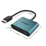 ONTEN HDMI to HDMI + VGA with Audio Adapter, Up to 2K@60Hz HDMI & VGA Output, 3.5mm Audio Output, USB-C 5V Power Input, 170mm Cable, Aluminium Alloy + ABS - Image 3