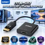 ONTEN OTN-5117 DisplayPort to HDMI Adapter, Male DP to Female HDMI Converter with Integrated Cable for Connecting Compatible DisplayPort Sources to HDMI Displays