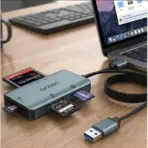 ONTEN OTN-UA17 5-in-1 USB-A Card Reader for CF, M2, MS, SD & TF Cards, Plug & Play with Built-In Cable, Windows, Mac OS & Linux Compatibility - Image 2