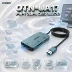 ONTEN OTN-UA17 5-in-1 USB-A Card Reader for CF, M2, MS, SD & TF Cards, Plug & Play with Built-In Cable, Windows, Mac OS & Linux Compatibility