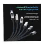 ONTEN OTN-CC212 USB4 / Thunderbolt 4 USB-C Cable, 240W PD 3.1, 40Gbps Data, 8K@60Hz Video, Digital Display, USB-C to USB-C, 1.2M — Black - Image 2
