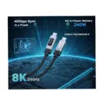 ONTEN OTN-CC212 USB4 / Thunderbolt 4 USB-C Cable, 240W PD 3.1, 40Gbps Data, 8K@60Hz Video, Digital Display, USB-C to USB-C, 1.2M — Black - Image 5