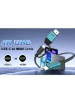 ONTEN OTN-UC956 USB-C to USB-C & HDMI Display Cable, 4K@30Hz Video Support, Braided 2M Cable with Modern Connector Design - Image 5