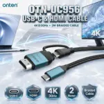 ONTEN OTN-UC956 USB-C to USB-C & HDMI Display Cable, 4K@30Hz Video Support, Braided 2M Cable with Modern Connector Design