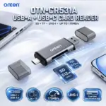 ONTEN OTN-CR531A 2-in-2 USB-C + USB 3.0 SD / TF Card Reader, UHS-I Up to 170MB/s, Simultaneous Dual-Slot OTG Reader, Aluminum Alloy + ABS