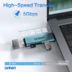 ONTEN OTN-CR537S USB-A + USB-C SD/TF Card Reader with USB 3.0 Hub, 5Gbps, OTG, Up to 2TB Card Support, Plug & Play for Windows, Mac, Linux & Chrome OS - Image 4