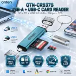 ONTEN OTN-CR537S USB-A + USB-C SD/TF Card Reader with USB 3.0 Hub, 5Gbps, OTG, Up to 2TB Card Support, Plug & Play for Windows, Mac, Linux & Chrome OS