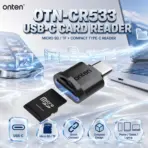 ONTEN OTN-CR533 USB-C to Micro SD / TF Card Reader, Compact Type-C Memory Card Adapter for Compatible Smartphones, Tablets & Laptops — Black