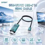 ONTEN OTN-UC932 USB-C to HDMI Cable 1.8M, 4K@30Hz Video Output, Plug & Play Type-C to HDMI Cable for Compatible MacBook, Windows Laptops, TVs, Monitors & Projectors