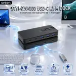 ONTEN OTN-KVM100 USB-C KVM Dock & USB Hub Switcher for 2 Computers, A/B Host Selector with Multiple Shared USB Ports and Dedicated Host A / Host B Connections