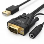 ONTEN OTN-5137 HDMI to VGA Adapter Cable with Audio, 1080P HDMI-to-VGA Converter, 1.8M Integrated Cable with Separate Audio Connection — Black - Image 4