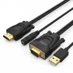ONTEN OTN-5137 HDMI to VGA Adapter Cable with Audio, 1080P HDMI-to-VGA Converter, 1.8M Integrated Cable with Separate Audio Connection — Black - Image 5