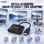 ONTEN OTN-5165HV HDMI to HDMI & VGA with Audio Adapter, HDMI Male to HDMI Female + VGA Female Converter with 5V/1A Power Support