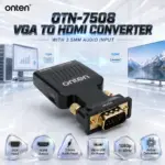 ONTEN OTN-7508 VGA to HDMI Active Mini Adapter with 3.5mm Audio Input, Micro USB 5V Power, and Full HD 1080p@60Hz Output