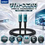 ONTEN OTN-CC203-1M USB4 & Thunderbolt 4 USB-C Cable – 1M, 40Gbps High-Speed Data Transfer, 100W Charging, Full-Function Type-C to Type-C Cable