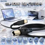 ONTEN OTN-UC106 USB-C to USB-B Printer Cable – 3M Data Cable for Compatible Printers, Scanners, MIDI Controllers, Laptops, and USB-C Devices