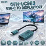 ONTEN OTN-UC953 USB-C to DisplayPort Adapter – 8K@60Hz, DP Alt Mode, Plug & Play, Aluminum Alloy Housing, Braided Cable, macOS/Windows/Android/Linux