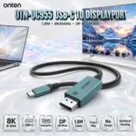 ONTEN OTN-UC955 USB-C to DisplayPort Cable – 1.8M, 8K@60Hz, DP Alt Mode, Plug & Play, Aluminum Housing, macOS/Windows/Linux/iPadOS/Android
