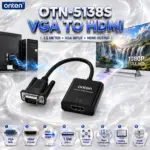 ONTEN OTN-5138S-1.5M VGA to HDMI Converter – 0.22M Compact VGA Male to HDMI Female Adapter, Black