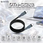 ONTEN OTN-CC303 USB-C to USB-C Retractable Magnetic Cable – 1M, PD 100W, Self-Winding, Charging & Data Transfer
