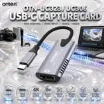 ONTEN OTN-UC306 / UC323 USB-C Audio Video Capture Card – HDMI Input, Max 4K@30Hz, Compact Braided USB-C Capture Adapter