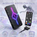 ASIAHORSE ASH-S1 ARGB & PWM Fan Hub Controller – 20 Lighting Effects, Color Learning, Motherboard Sync, Remote Control, 5V 3-Pin ARGB, SATA Power | Black