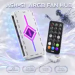 ASIAHORSE ASH-S1 9-Port ARGB & PWM Fan Hub Controller – 20 Lighting Effects, Color Learning, AURA Sync, Remote Control, 5V 3-Pin ARGB, SATA Power | White