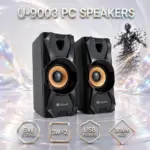 Kisonli U-9003 2.0 USB-Powered PC Speakers – 6W Stereo Output, 3.5mm AUX, Dual 3W Drivers | Black