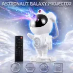 Astronaut Galaxy Star Projector with Bluetooth Speaker – 8 Lighting Modes, White Noise, Remote Control, 360° Rotating Head & 90-Minute Timer | White