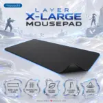 Mouschi Layer X-Large Black Mousepad – 900 × 420 × 4 mm, Optimized Microscopic-Mesh Surface, Natural Rubber Base, Stitched Edges, Water Resistant Extended Desk Mat for Gaming & Work