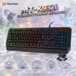 Meetion MT-K9320 Black Rainbow-Backlit Gaming Keyboard – 104/105-Key Membrane Layout, Waterproof Design, 12 Multimedia Shortcuts, USB Plug-and-Play and 1.5m Cable