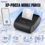 Xprinter XP-P802A Portable 80 mm Direct Thermal Printer, 70 mm/s, 203 dpi, Bluetooth + USB, 1500mAh Battery, 58/80 mm Paper, Android/iOS/Windows/Linux