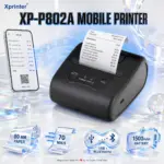 Xprinter XP-P802A Portable 80 mm Direct Thermal Printer, 70 mm/s, 203 dpi, Bluetooth + USB, 1500mAh Battery, 58/80 mm Paper, Android/iOS/Windows/Linux