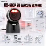 Board-X BX-600P Hands-Free 2D Desktop Barcode Scanner, Omnidirectional 1D/QR Reading, Screen & Paper Scanning, Wired USB, 1.8 m Cable – Black