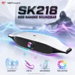 Havit Gamenote SK218 RGB Stereo Gaming Soundbar, Bluetooth + Line-In Audio Modes, USB Powered, Front Volume Control, Compact PC Speaker – White/Black