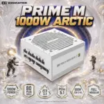 XIGMATEK PRIME M 1000W ARCTIC White Fully Modular PSU with 80 PLUS Gold 230V EU, ATX 3.1, PCIe 5.1, 600W 12V-2×6, 120mm Silent Fan, and Complete Protection