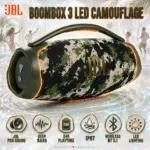 Boombox 3 Camouflage Portable Wireless LED Speaker With WiFi And Bluetooth 5.1, 1800mAh Rechargeable Battery, Up To 5 Hours Playtime, Speakerphone And Dual USB Charging