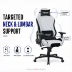 APEX SEAT AXE Ergonomic Gaming Chair – Textile Fabric, 4D Armrests, 90°–135° Recline, Class 4 Gas Lift, Headrest & Lumbar Cushions, Metal Frame, 60 mm PU Casters | GREY & BLACK - Image 4