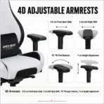 APEX SEAT AXE Ergonomic Gaming Chair – Textile Fabric, 4D Armrests, 90°–135° Recline, Class 4 Gas Lift, Headrest & Lumbar Cushions, Metal Frame, 60 mm PU Casters | GREY & BLACK - Image 5