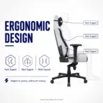 APEX SEAT AXE Ergonomic Gaming Chair – Textile Fabric, 4D Armrests, 90°–135° Recline, Class 4 Gas Lift, Headrest & Lumbar Cushions, Metal Frame, 60 mm PU Casters | GREY & BLACK - Image 7