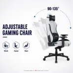 APEX SEAT AXE Ergonomic Gaming Chair – Textile Fabric, 4D Armrests, 90°–135° Recline, Class 4 Gas Lift, Headrest & Lumbar Cushions, Metal Frame, 60 mm PU Casters | GREY & BLACK - Image 8