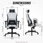 APEX SEAT AXE Ergonomic Gaming Chair – Textile Fabric, 4D Armrests, 90°–135° Recline, Class 4 Gas Lift, Headrest & Lumbar Cushions, Metal Frame, 60 mm PU Casters | GREY & BLACK - Image 11