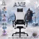 APEX SEAT AXE Ergonomic Gaming Chair – Textile Fabric, 4D Armrests, 90°–135° Recline, Class 4 Gas Lift, Headrest & Lumbar Cushions, Metal Frame, 60 mm PU Casters | GREY & BLACK