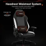 APEX SEAT TRINITY Gaming Chair with Magnetic Memory Foam Headrest, 4-Way Lumbar Support, 4D Armrests, 90°–141° Recline, Class 4 Lift & 180 kg Capacity | BLACK & WHITE - Image 5