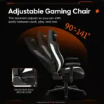 APEX SEAT TRINITY Gaming Chair with Magnetic Memory Foam Headrest, 4-Way Lumbar Support, 4D Armrests, 90°–141° Recline, Class 4 Lift & 180 kg Capacity | BLACK & WHITE - Image 7
