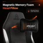APEX SEAT TRINITY Gaming Chair with Magnetic Memory Foam Headrest, 4-Way Lumbar Support, 4D Armrests, 90°–141° Recline, Class 4 Lift & 180 kg Capacity | BLACK & WHITE - Image 8