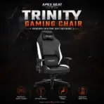 APEX SEAT TRINITY Gaming Chair with Magnetic Memory Foam Headrest, 4-Way Lumbar Support, 4D Armrests, 90°–141° Recline, Class 4 Lift & 180 kg Capacity | BLACK & WHITE - Image 3