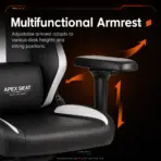 APEX SEAT TRINITY Gaming Chair with Magnetic Memory Foam Headrest, 4-Way Lumbar Support, 4D Armrests, 90°–141° Recline, Class 4 Lift & 180 kg Capacity | BLACK & WHITE - Image 9